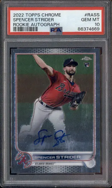 2022 Topps Chrome Rookie Autograph #RASS Spencer Strider RC Auto PSA 10