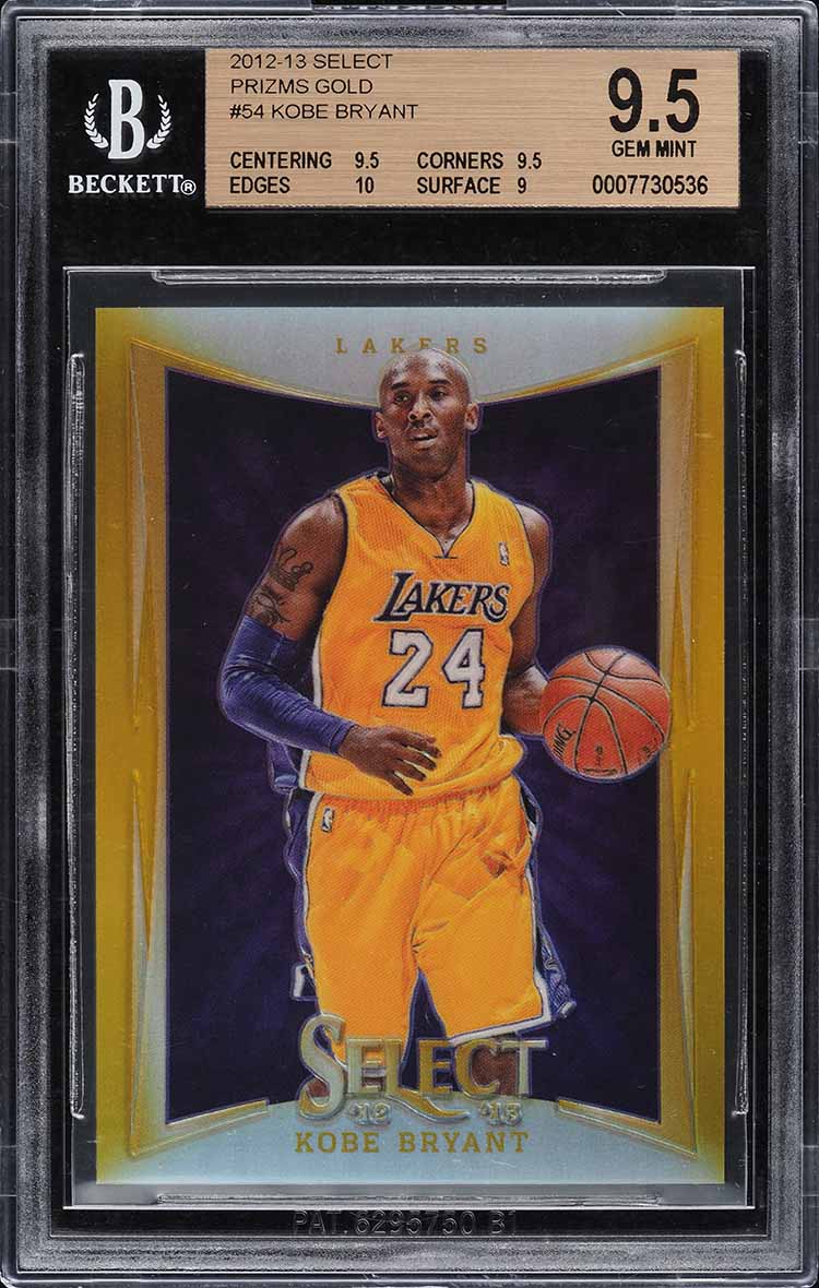 2012 Select Gold Prizms Kobe Bryant /10 #54 BGS 9.5 GEM MINT