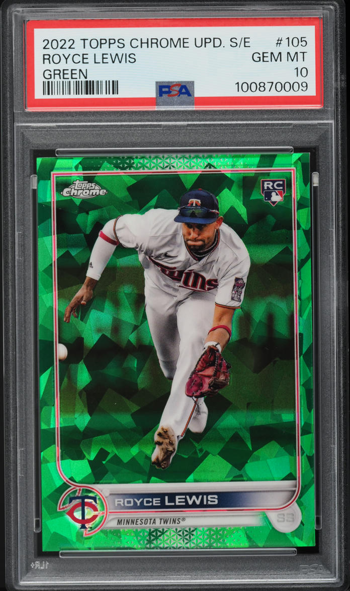 2022 Topps Chrome Update Sapphire Green Royce Lewis ROOKIE /75 #US105 PSA 10 GEM