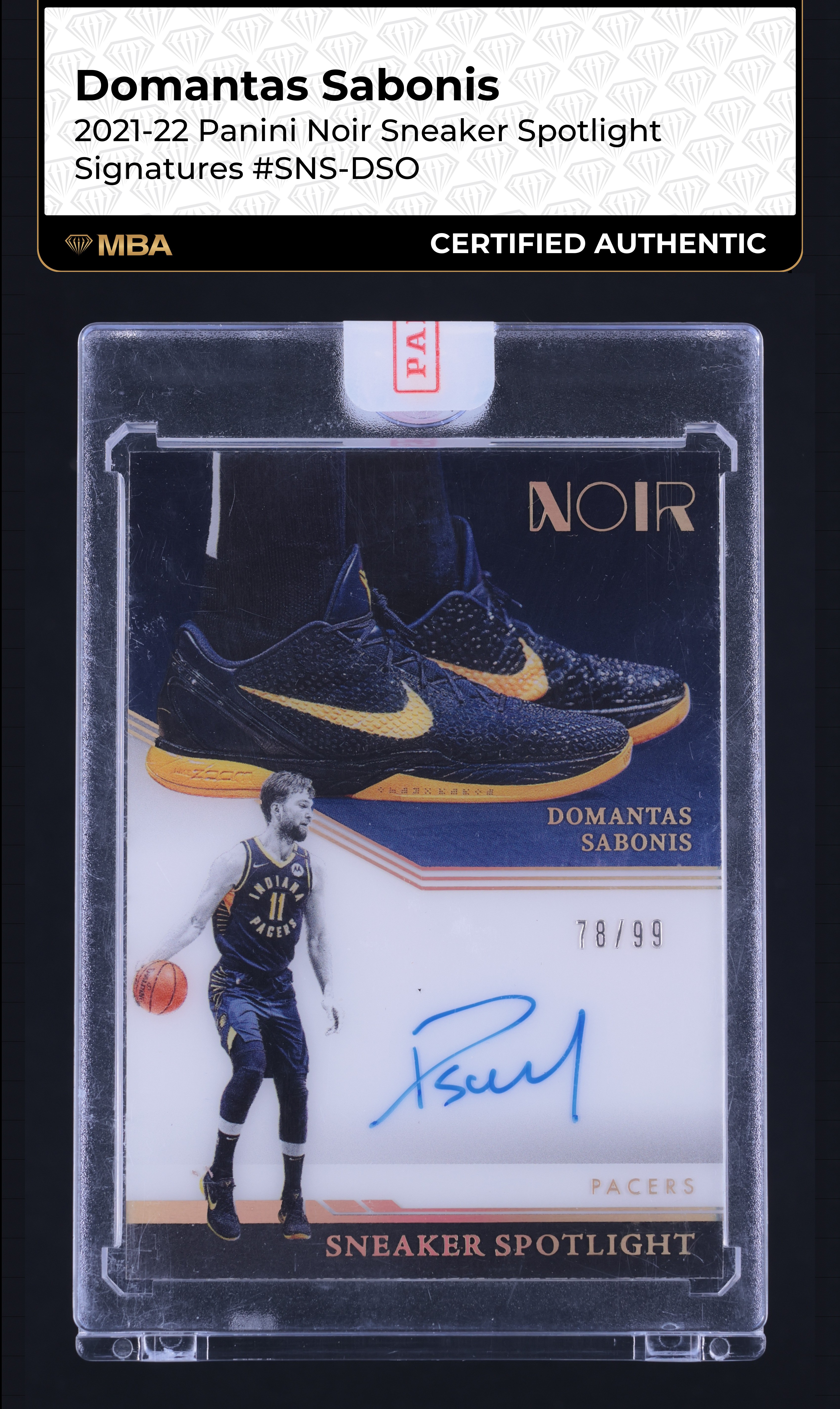 2021 Panini Noir Sneaker Spotlight Domantas Sabonis AUTO /99 #SNS-DSO MBA AUTH