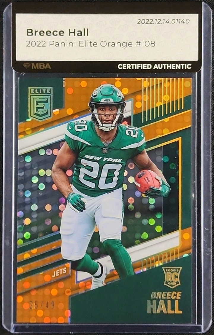 2022 Donruss Elite Orange Breece Hall ROOKIE /49 #108 MBA AUTH
