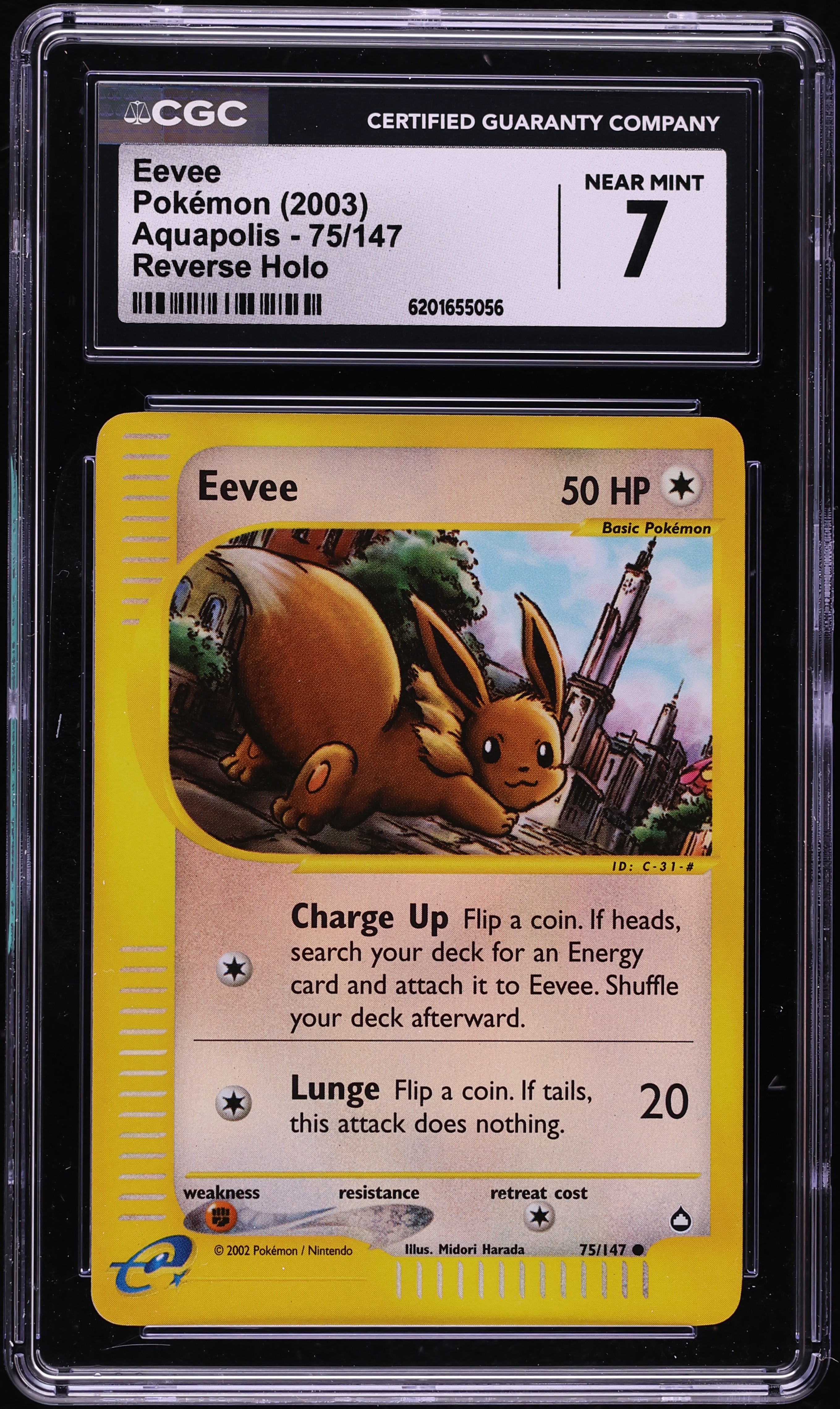 2003 Pokemon Aquapolis Reverse Holo Eevee #75 CGC 7 NRMT