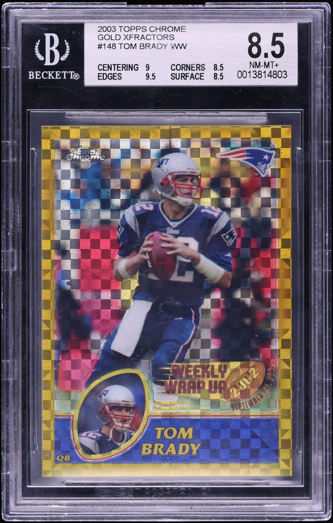 2003 Topps Chrome Gold Xfractor Tom Brady /101 #148 BGS 8.5 NM-MT+