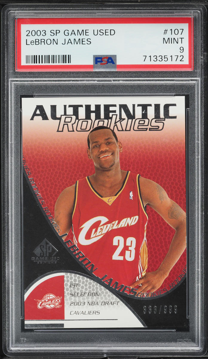 2003 SP Game Used LeBron James ROOKIE /999 #107 PSA 9 MINT