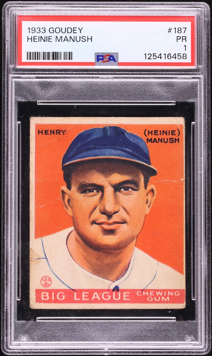1933 Goudey Heinie Manush #187 PSA 1 PR