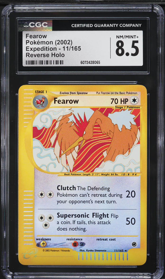 2002 Pokemon Expedition Reverse Holo Fearow #11 CGC 8.5 NM-MT+