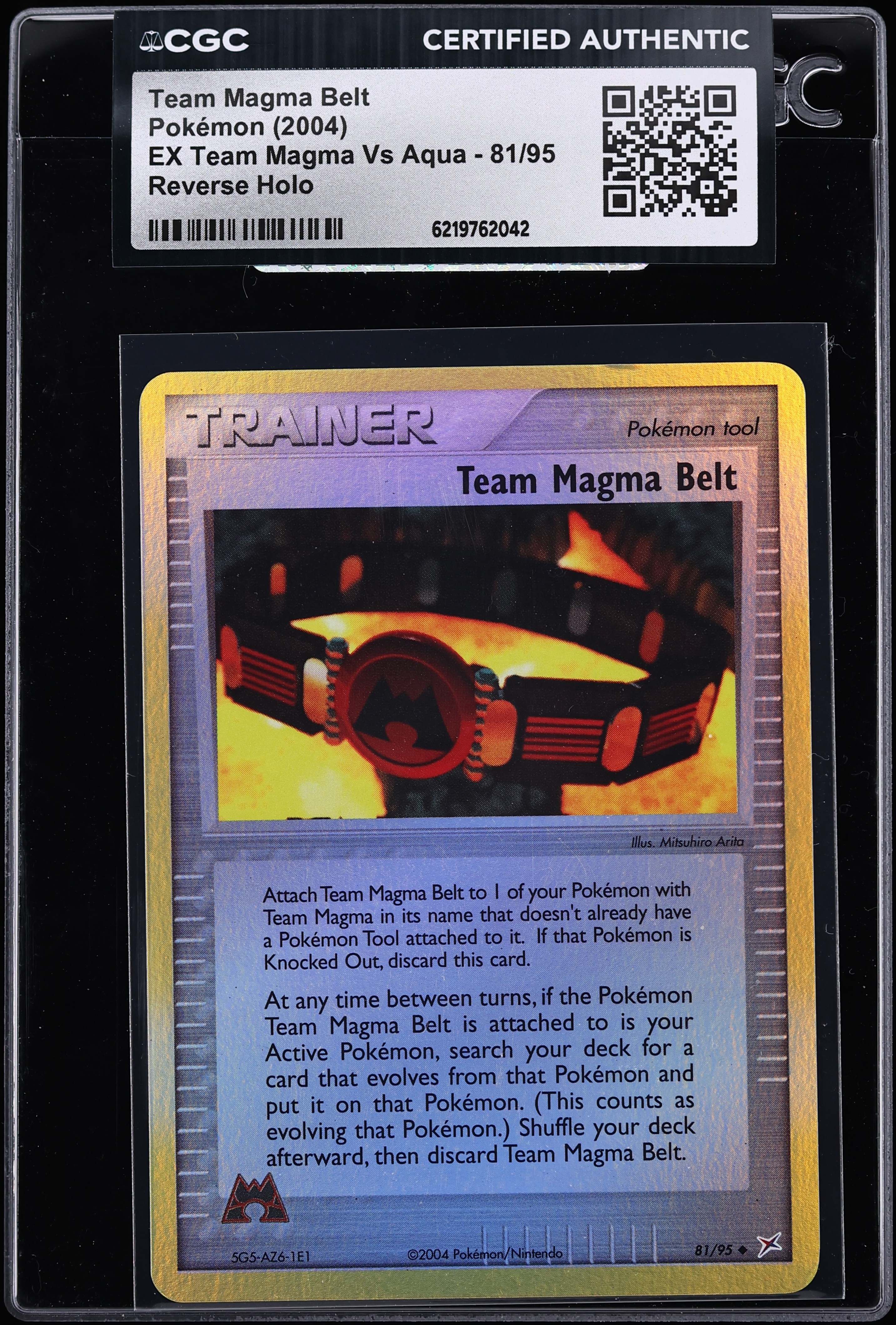 2004 Pokemon EX Team Magma VS Aqua Reverse Holo Team Magma Belt #81 CGC AUTH
