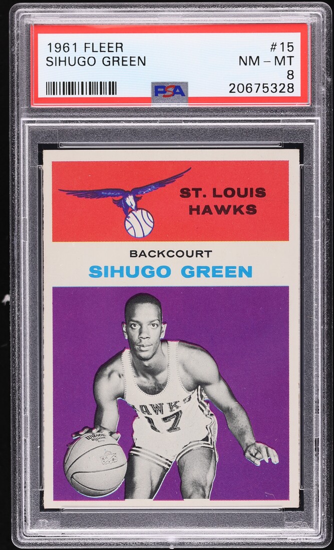 1961 Fleer Basketball Sihugo Green ROOKIE #15 PSA 8 NM-MT