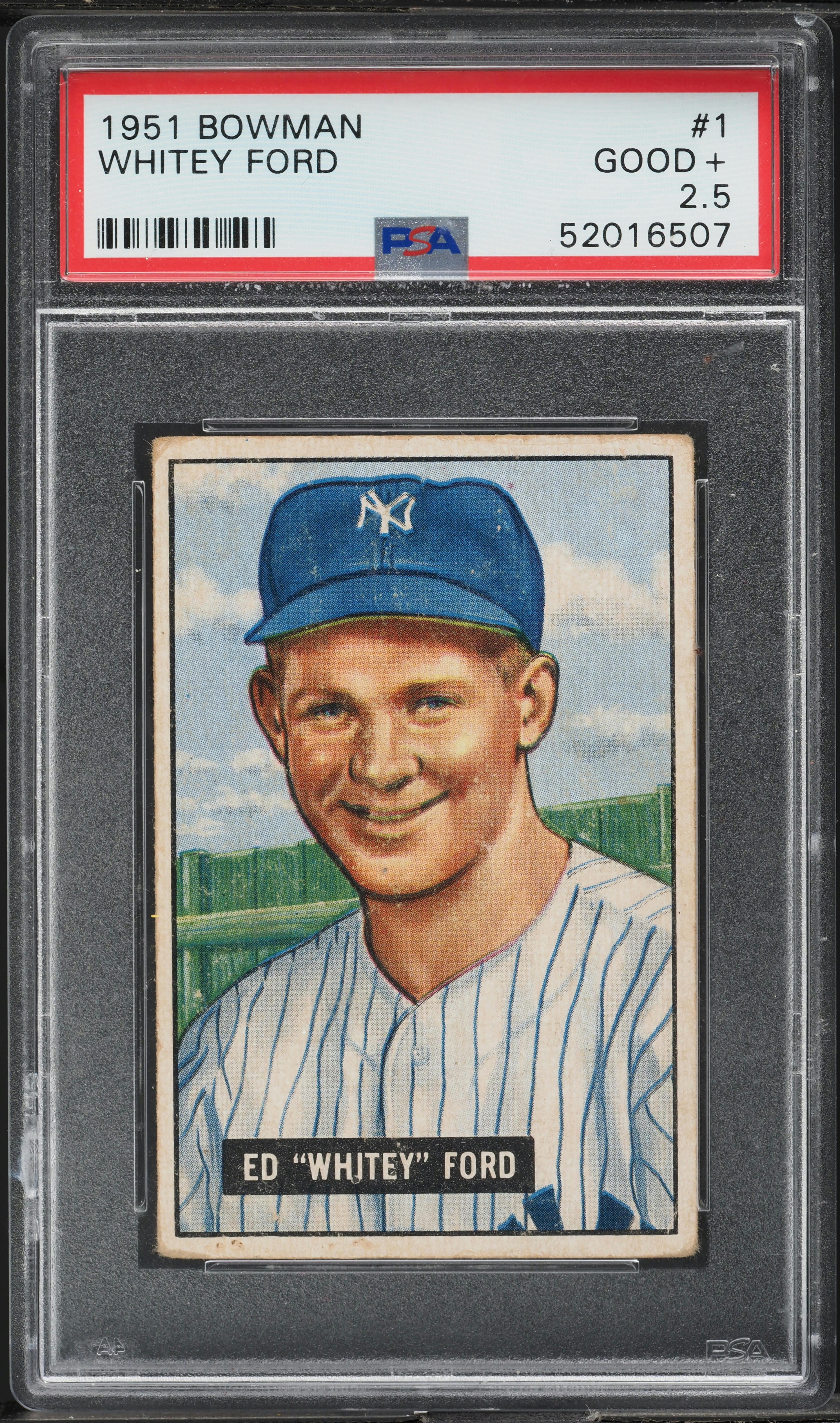 1951 Bowman Whitey Ford ROOKIE #1 PSA 2.5 GD+