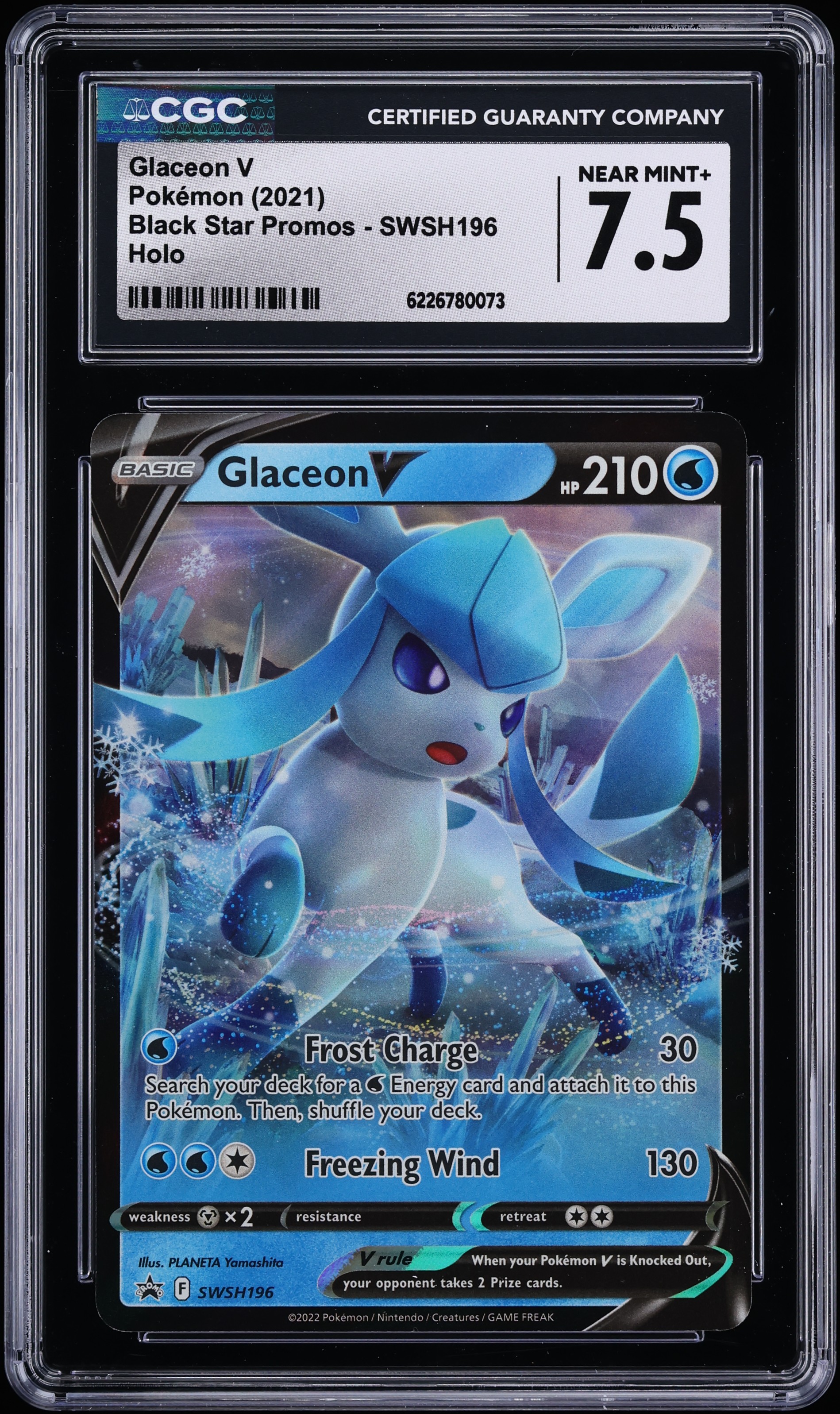 2021 Pokemon Sword & Shield Promo Holo Glaceon V #SWSH196 CGC 7.5 NRMT+