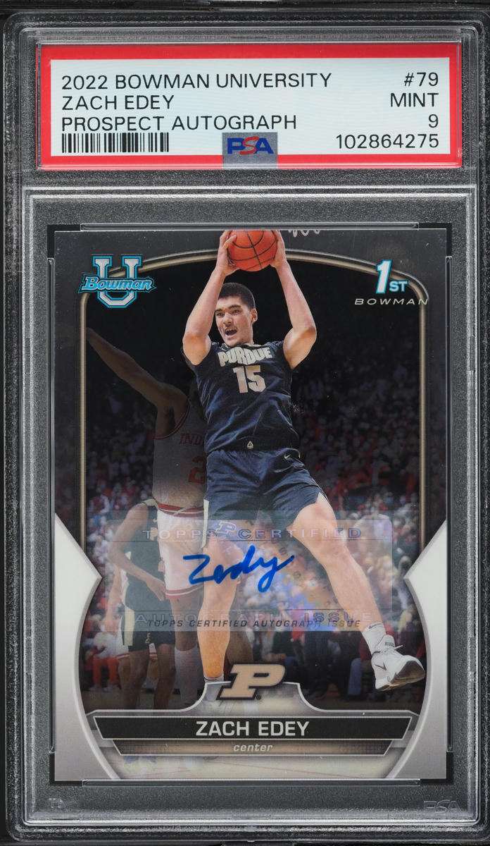 2022 Bowman Chrome University Zach Edey ROOKIE AUTO #79 PSA 9 MINT
