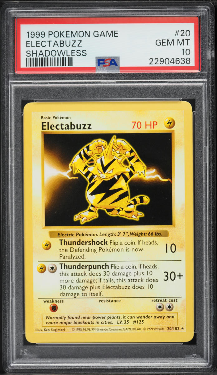 1999 Pokemon Base Set Shadowless Electabuzz #20 PSA 10 GEM MINT