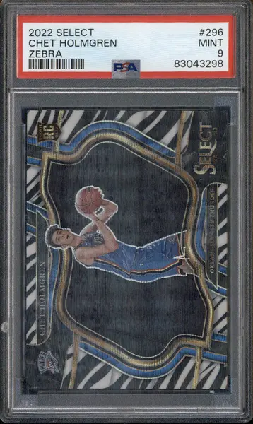 2022 Select Zebra #296 Chet Holmgren RC Rookie PSA 9