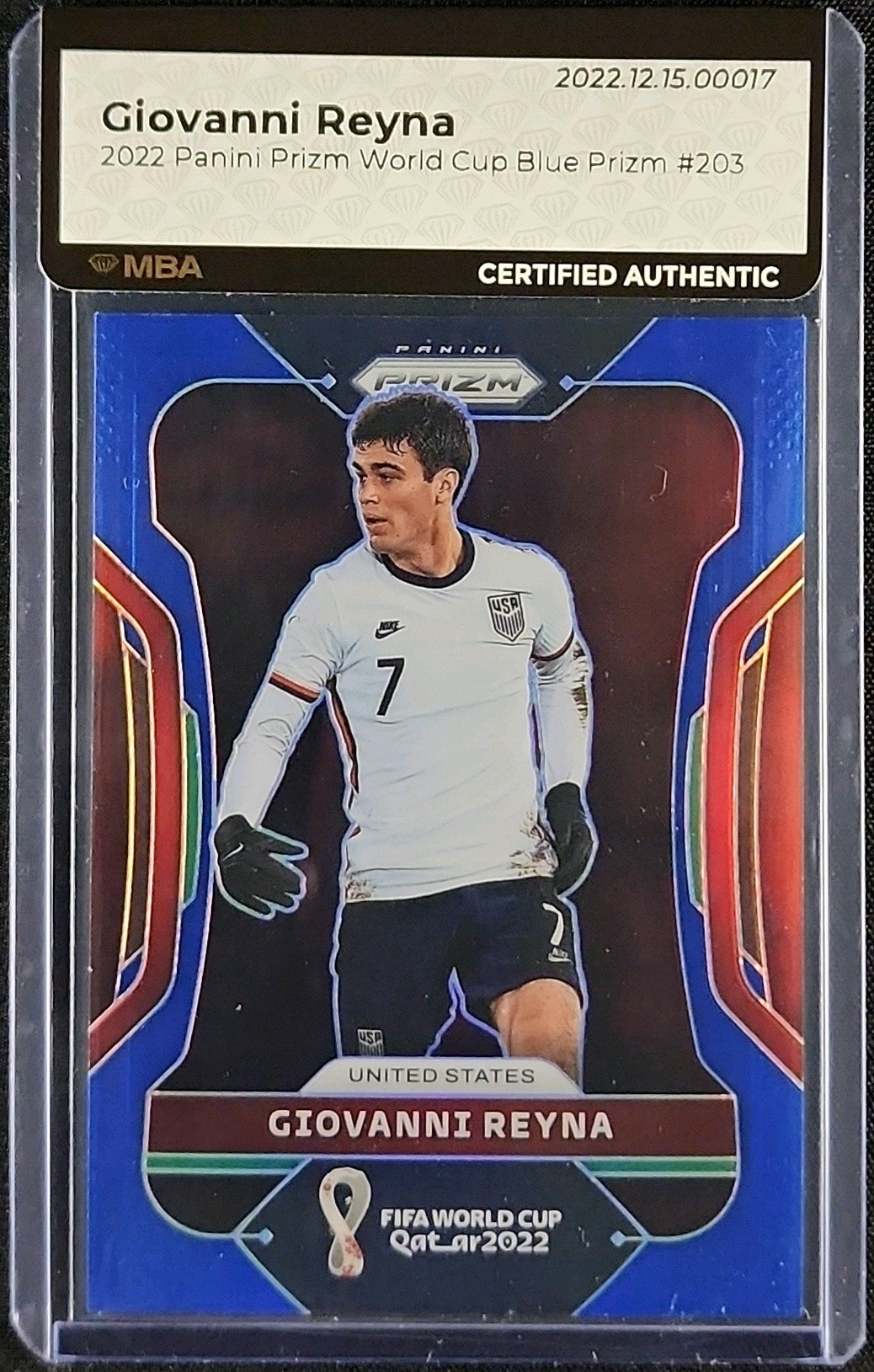 2022 Panini Prizm World Cup Blue Giovanni Reyna /299 #203 MBA AUTH