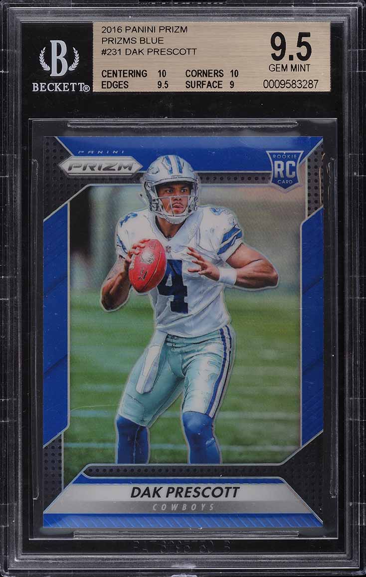 2016 Panini Prizm Blue Prizms Dak Prescott SP ROOKIE #231 BGS 9.5 GEM MINT