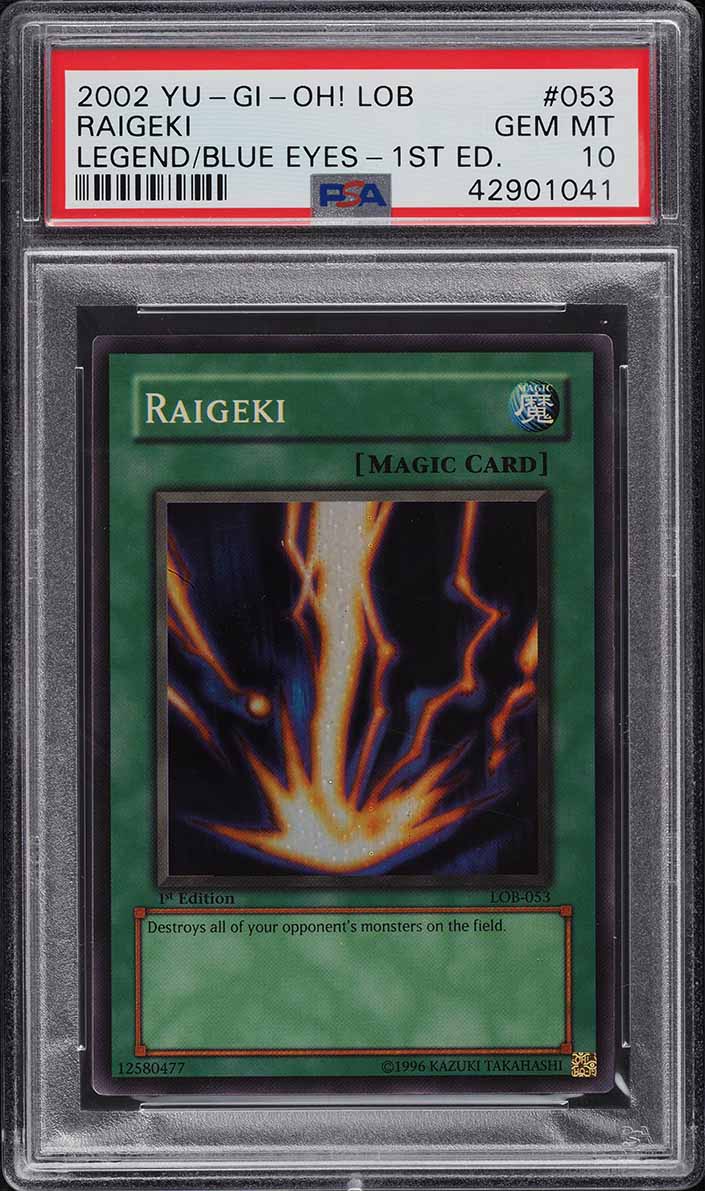 2002 Yu-Gi-Oh! Legend Of Blue Eyes 1st Edition Raigeki #LOB-053 PSA 10 GEM MINT