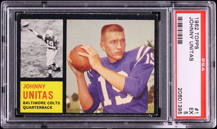 1962 Topps Football Johnny Unitas #1 PSA 5 EX