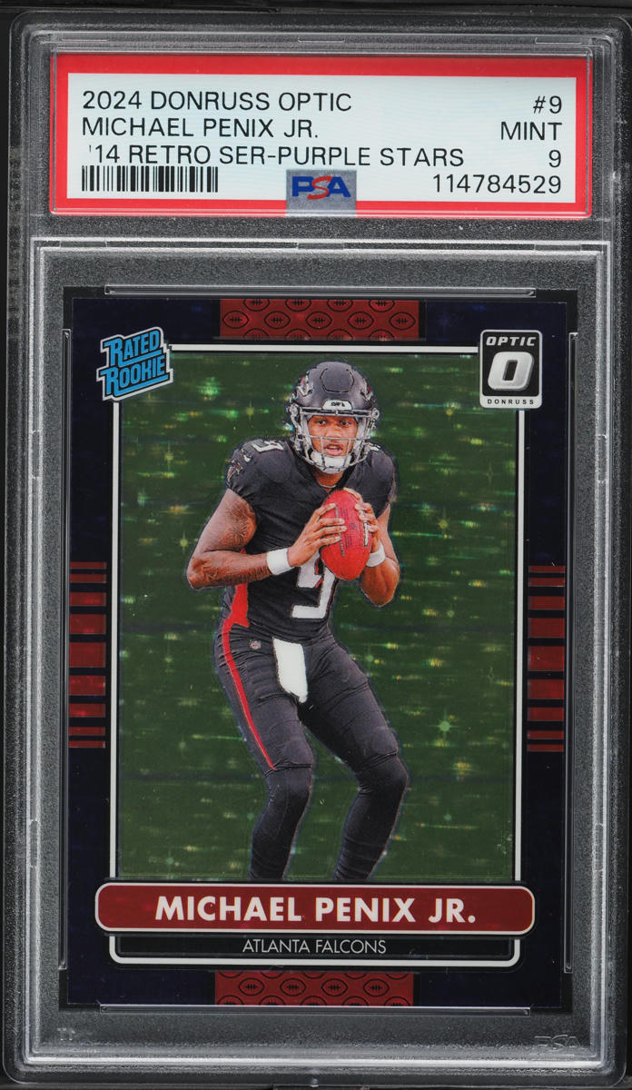 2024 Donruss Optic '14 Retro Series Purple Stars Michael Penix Jr. RC /25 PSA 9