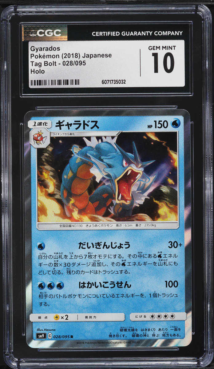 2018 Pokemon Japanese Sun & Moon Tag Bolt Holo Gyarados #28 CGC 10 GEM MINT