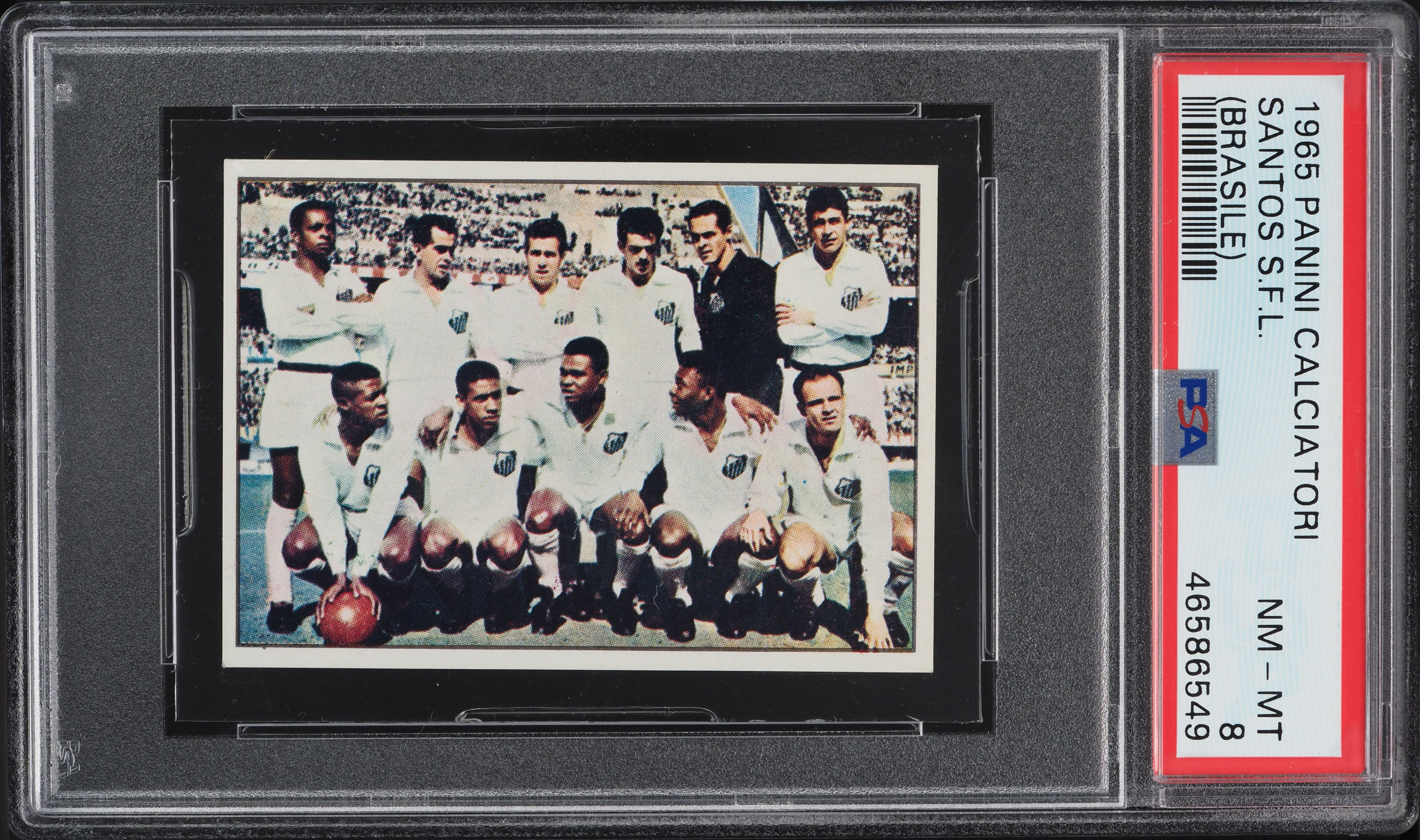 1965 Panini Calciatori Brasile Soccer Santos w/ Pele PSA 8 NM-MT