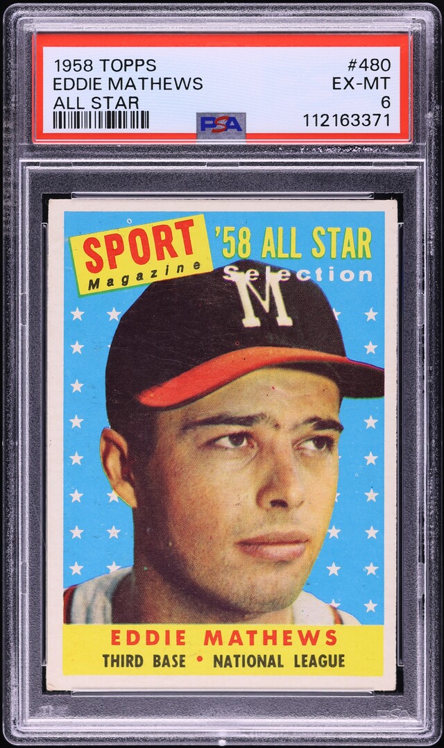 1958 Topps Eddie Mathews ALL-STAR #480 PSA 6 EXMT