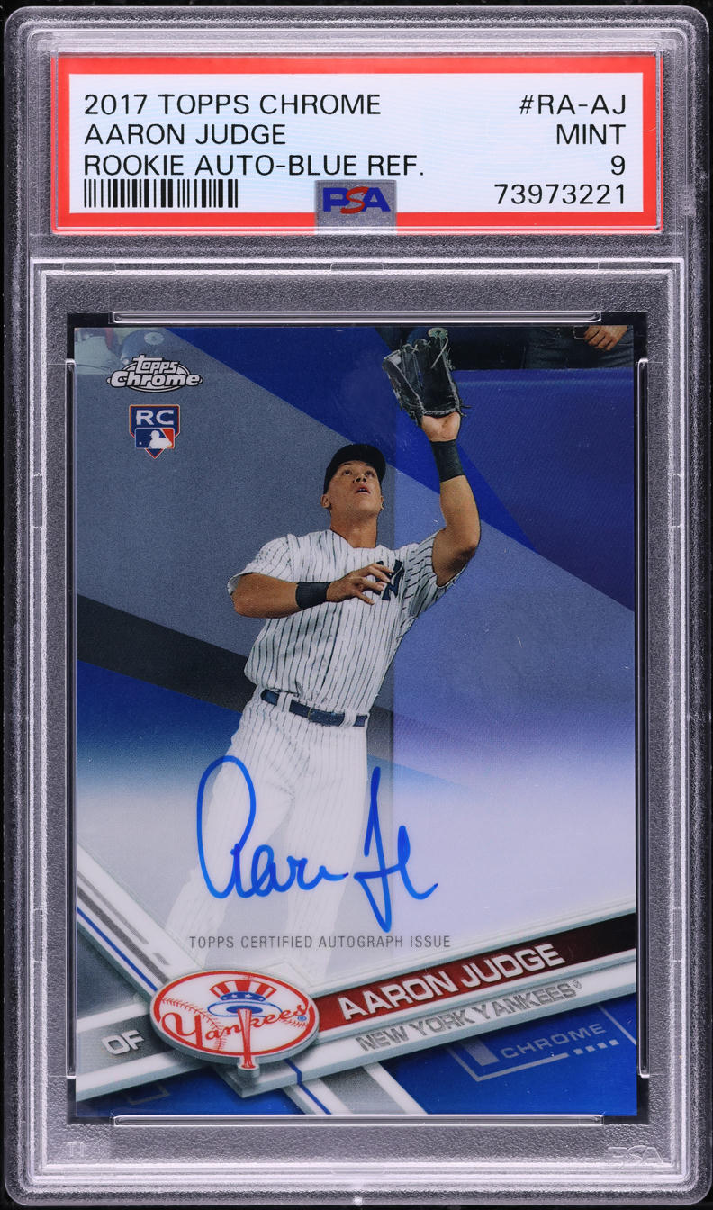 2017 Topps Chrome Blue Refractor Aaron Judge ROOKIE AUTO /150 #RA-AJ PSA 9 MINT