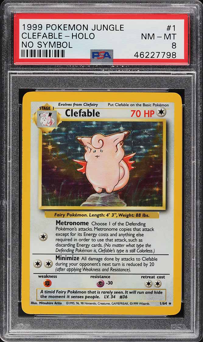 1999 Pokemon Jungle No Symbol Holo Clefable #1 PSA 8 NM-MT