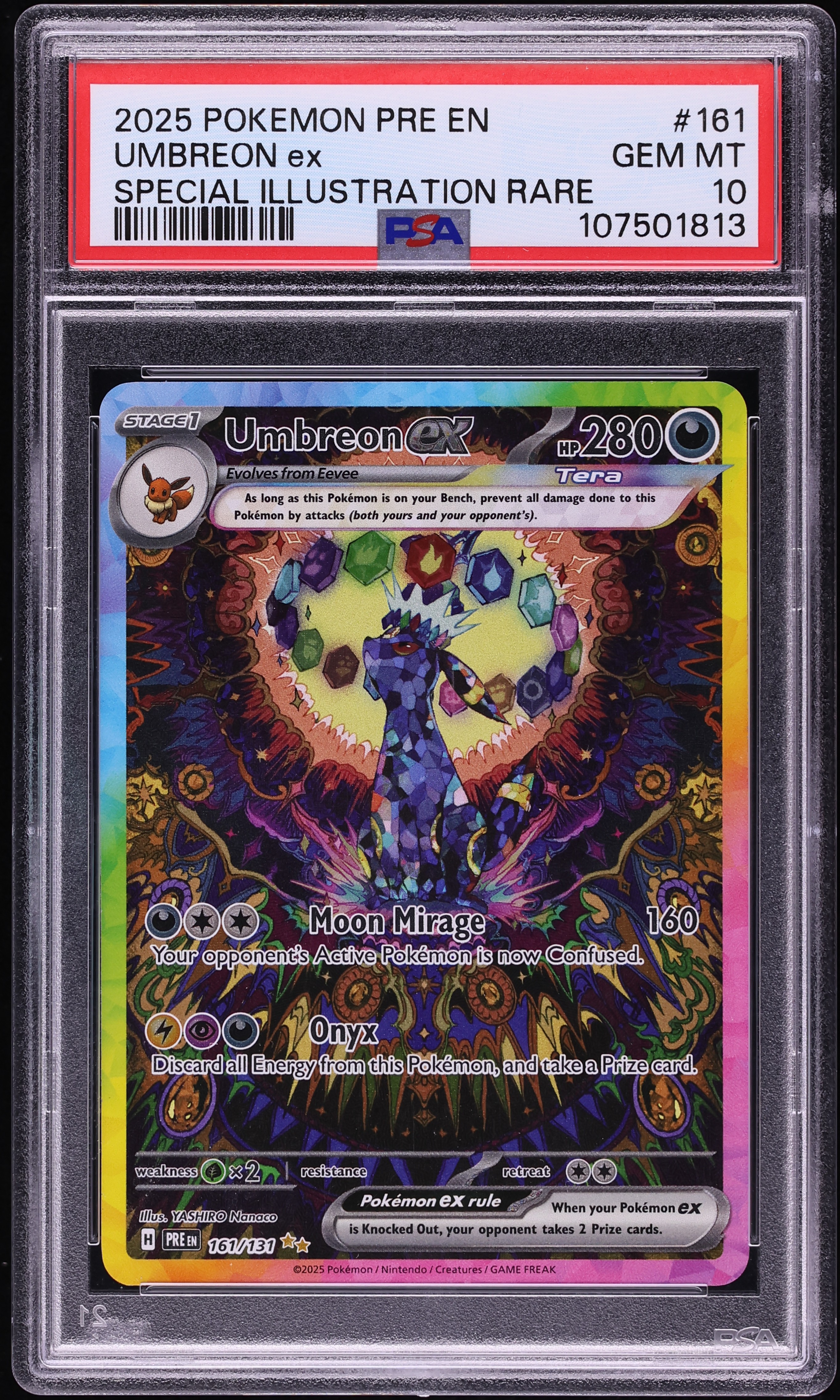 2025 Pokemon Scarlet & Violet Prismatic Evolutions SIR Umbreon ex #161 PSA 10 GEM MINT