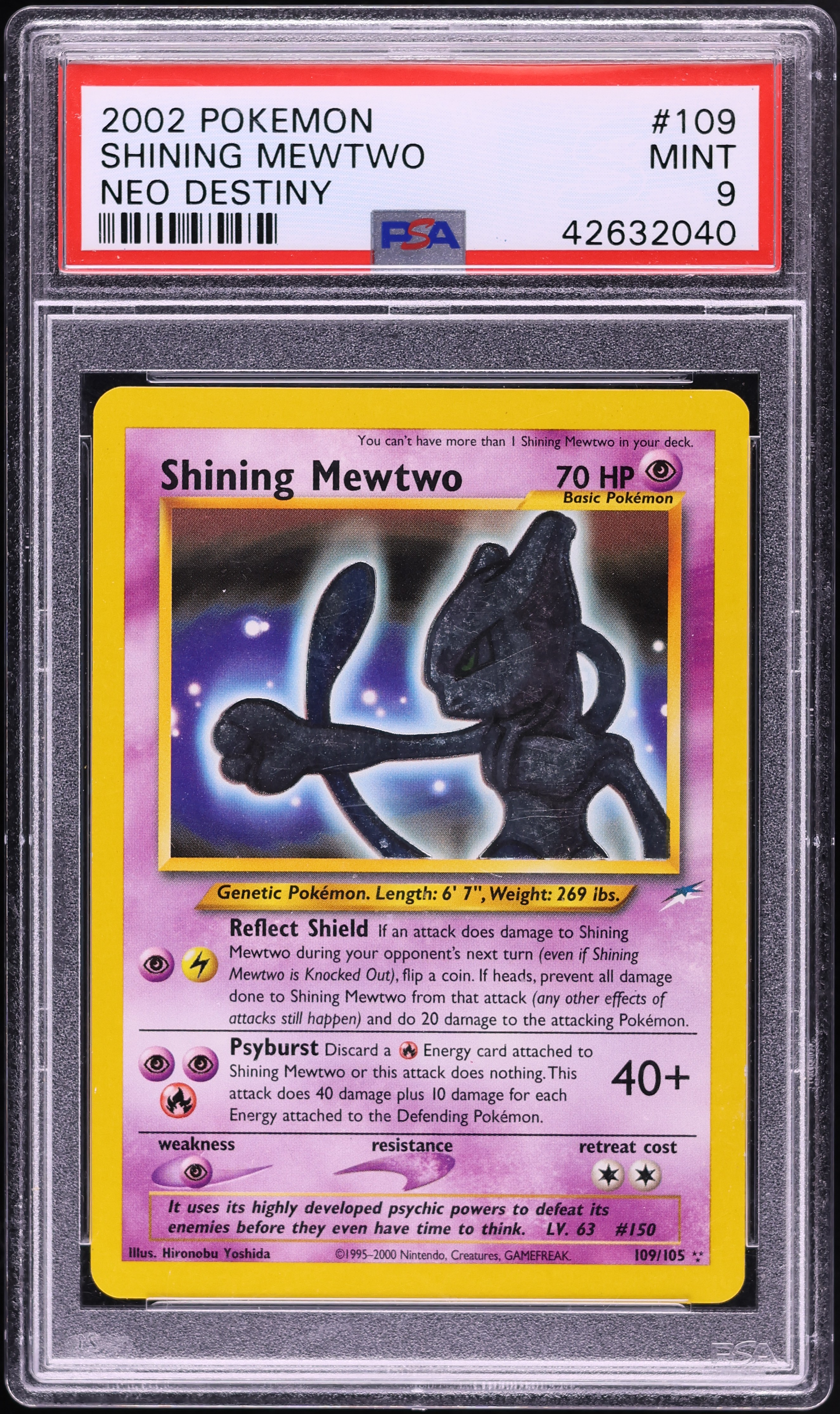 2002 Pokemon Neo Destiny Shining Mewtwo #109 PSA 9 MINT
