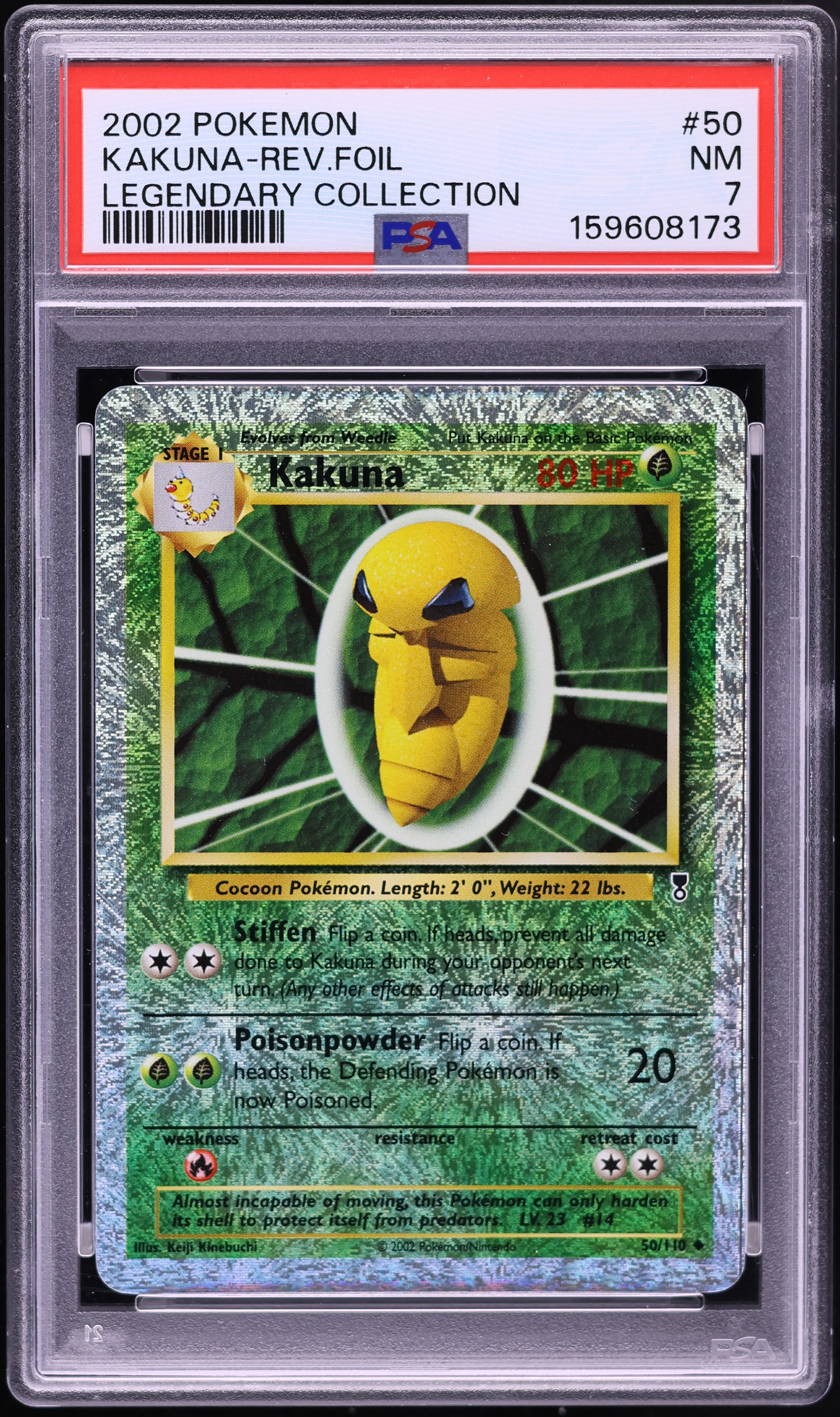 2002 Pokemon Legendary Collection Reverse Holo Kakuna #50 PSA 7 NRMT