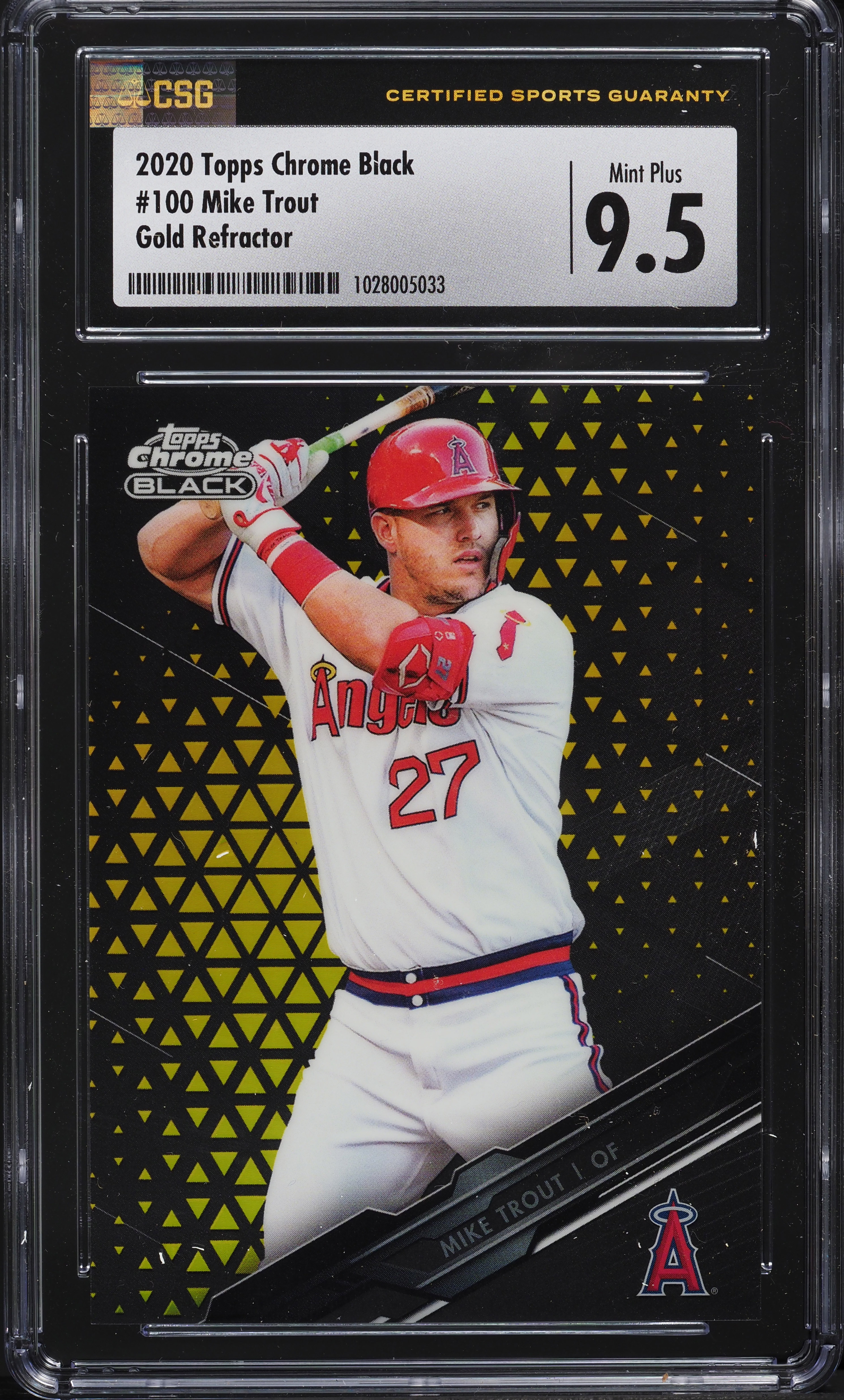 2020 Topps Chrome Black Gold Refractor Mike Trout /50 #100 CSG 9.5 MINT+