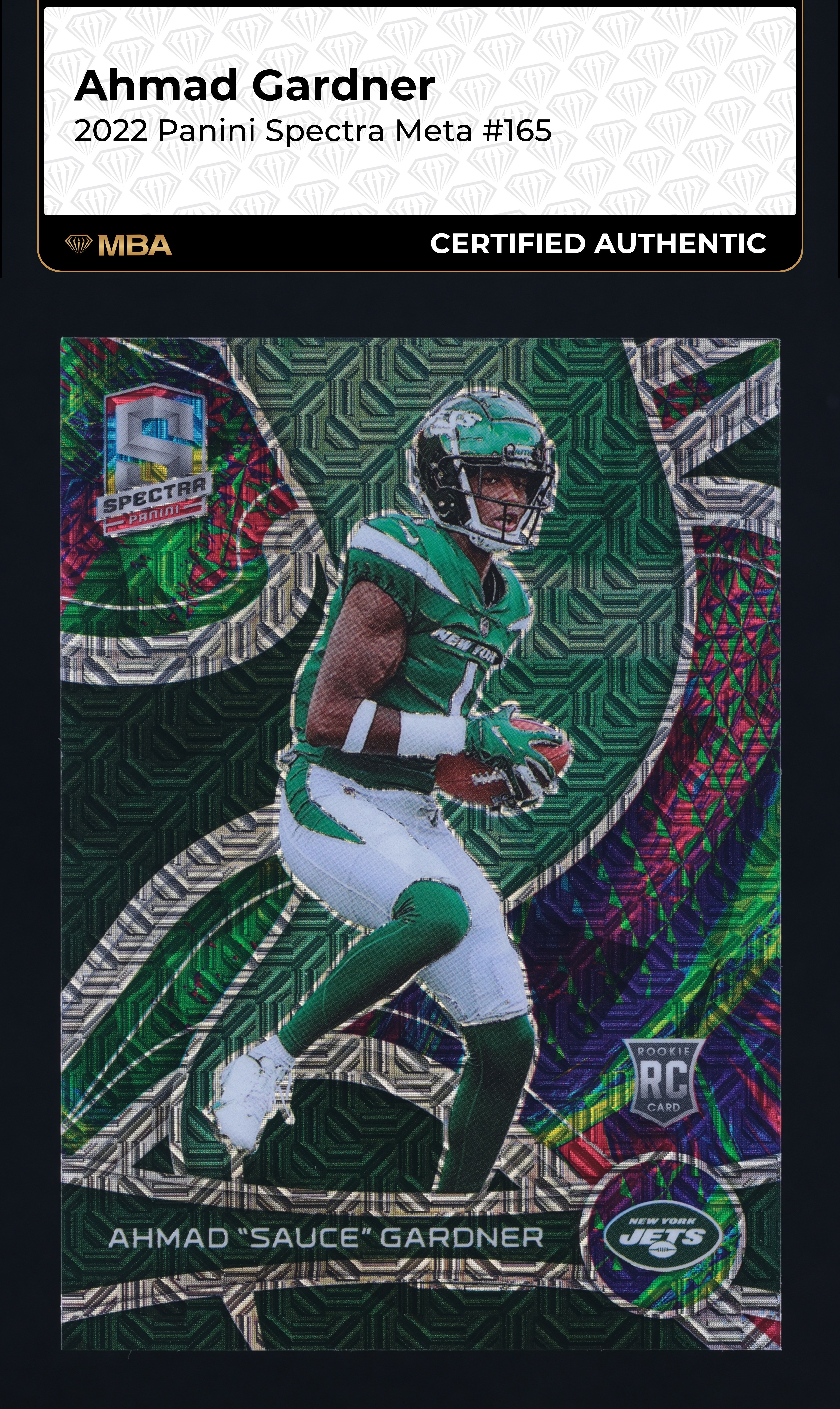 2022 Panini Spectra Meta Ahmad "Sauce" Gardner ROOKIE /25 #165 MBA AUTH