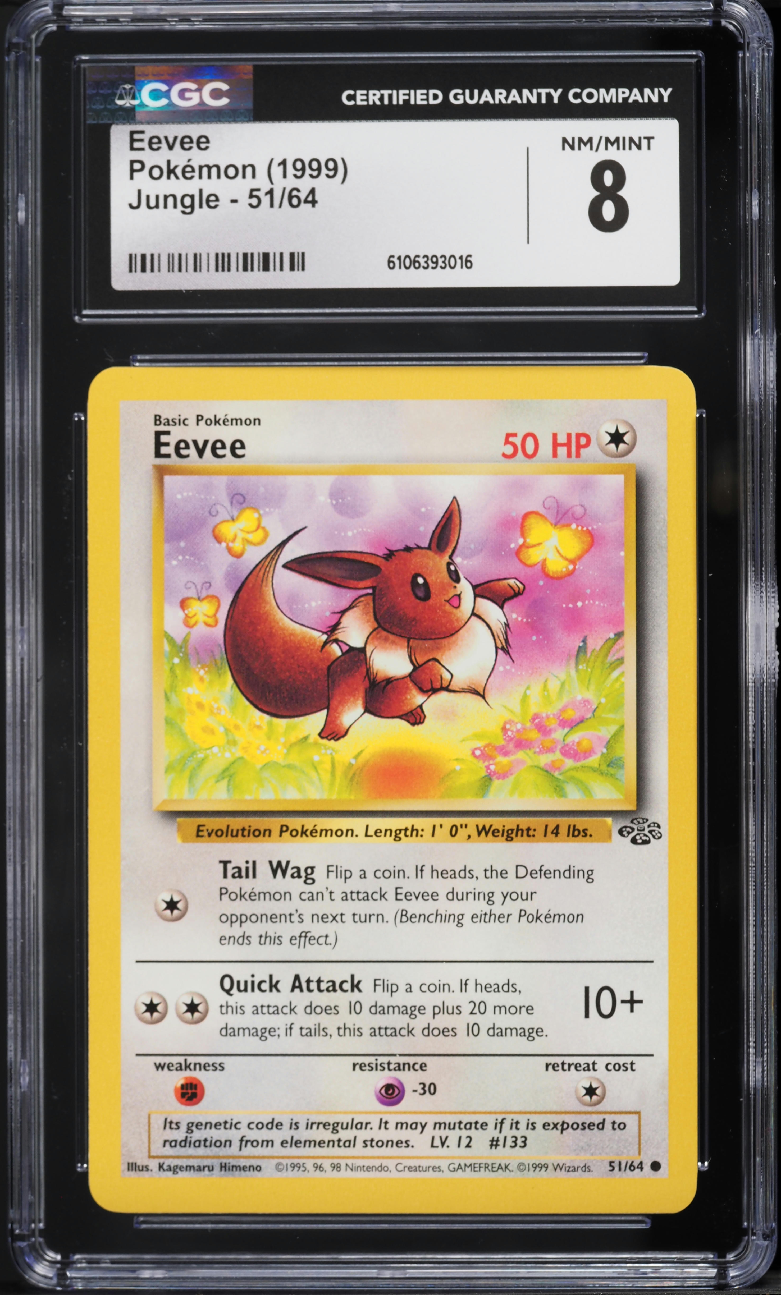 1999 Pokemon Jungle Eevee #51 CGC 8 NM-MT