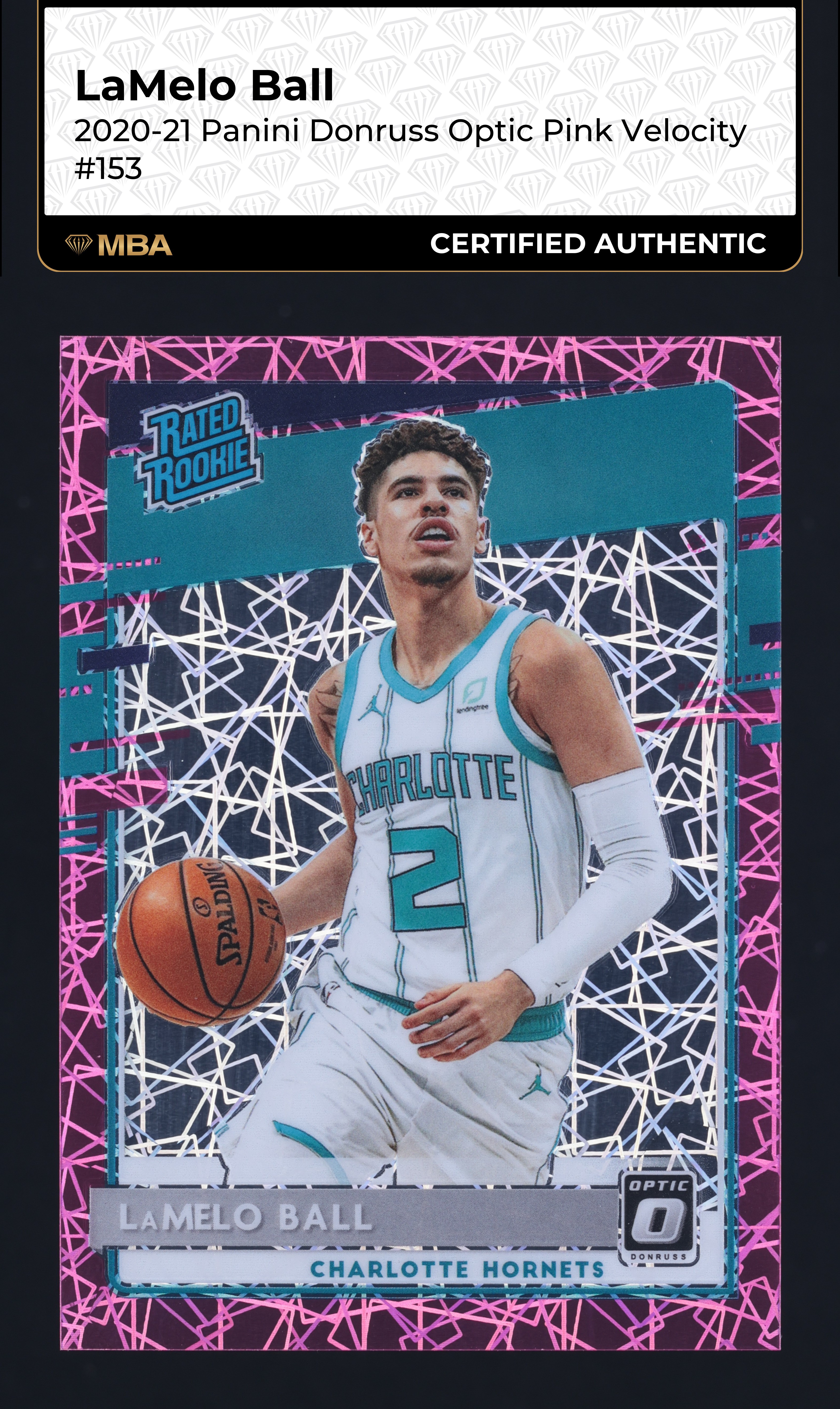 2020 Donruss Optic Pink Velocity LaMelo Ball ROOKIE /79 #153 MBA AUTH