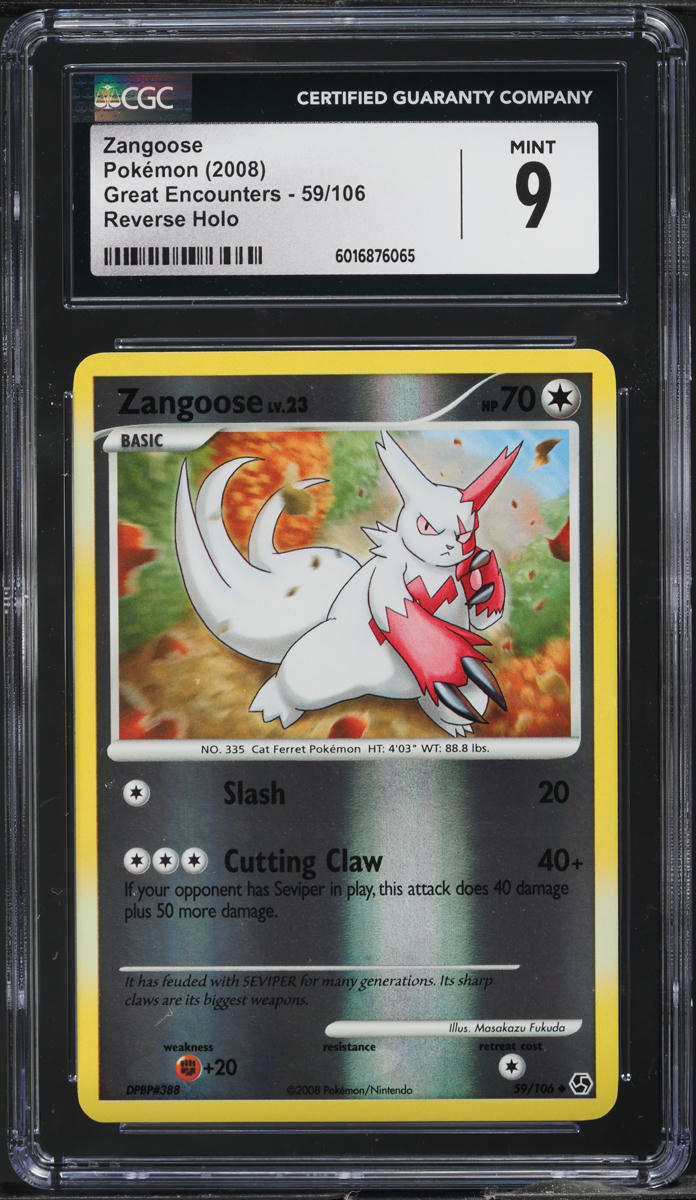 2008 Pokemon Diamond & Pearl Great Encounters Reverse Holo Zangoose #59 CGC 9
