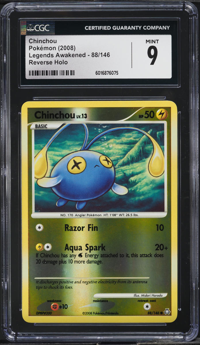 2008 Pokemon Diamond & Pearl Legends Awakened Reverse Holo Chinchou #88 CGC 9