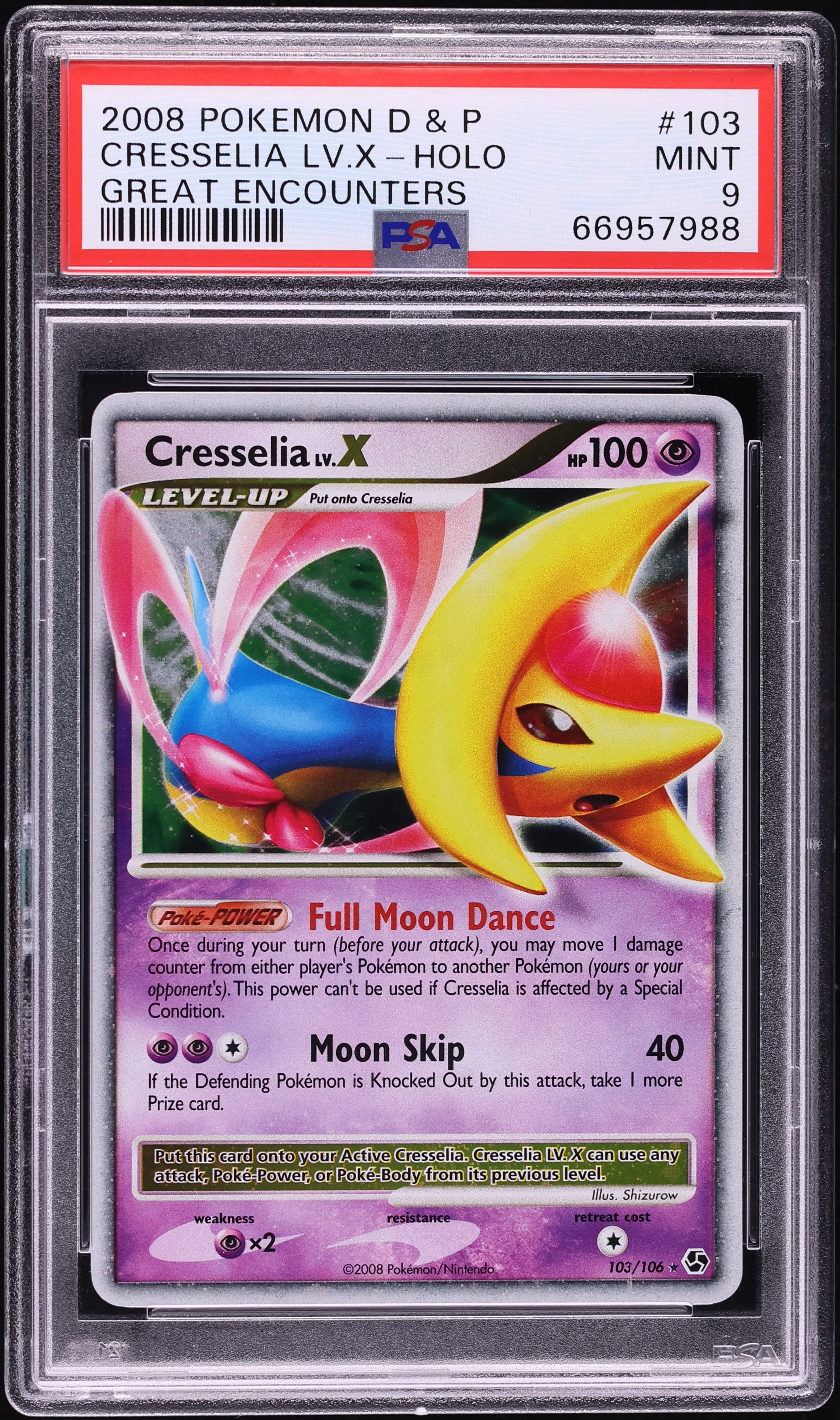 2008 Pokemon Diamond & Pearl Great Encounters Holo Cresselia LV.X #103 PSA 9 MINT