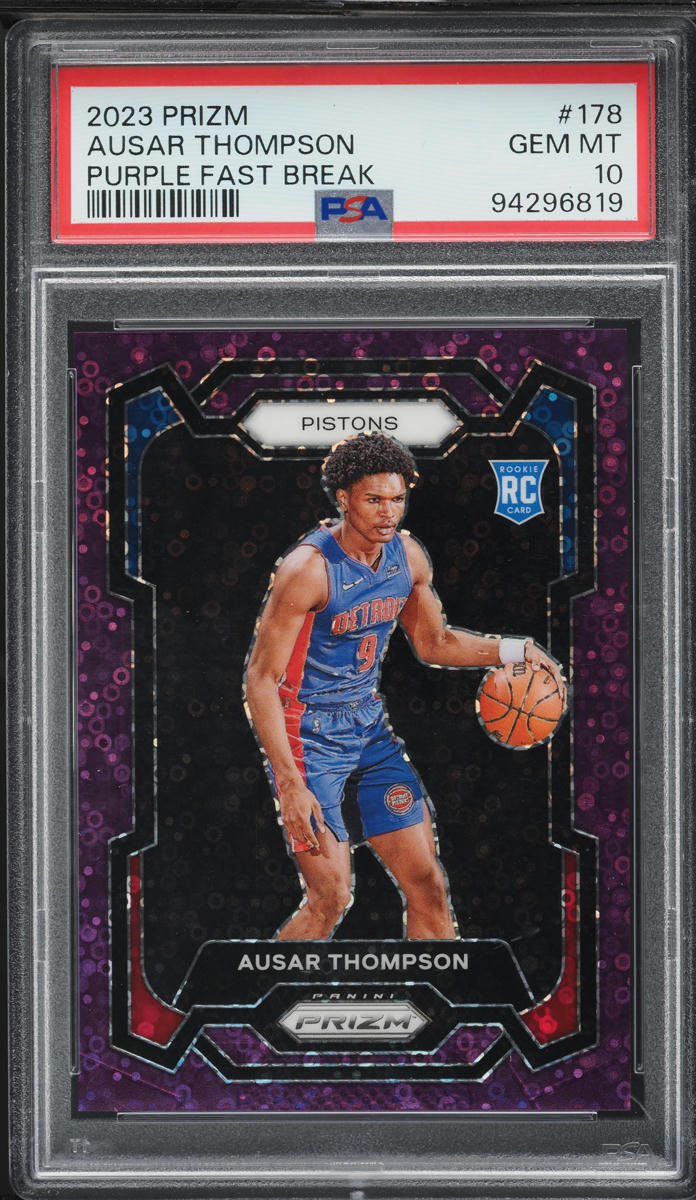 2023 Panini Prizm Purple Fast Break Ausar Thompson ROOKIE /75 #178 PSA 10