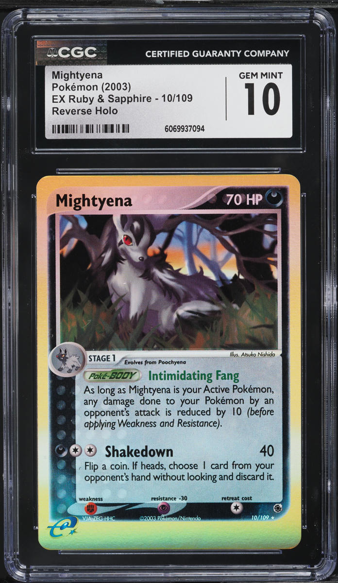 2003 Pokemon EX Ruby & Sapphire Reverse Holo Mightyena #10 CGC 10 GEM MINT
