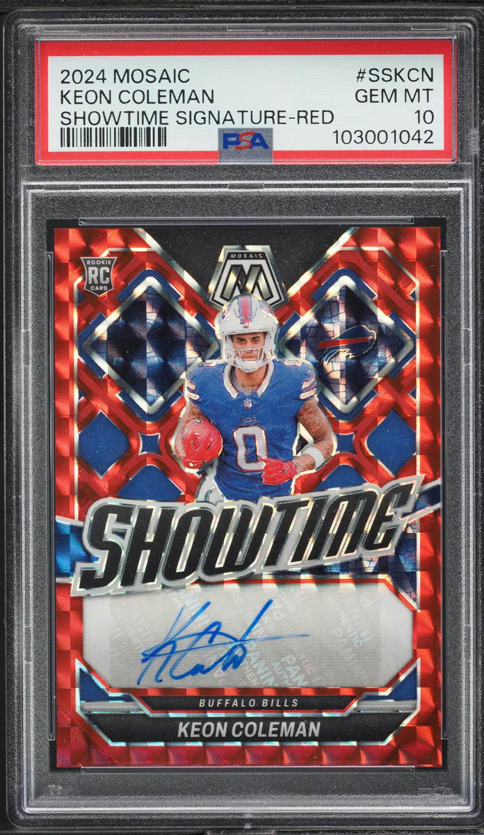 2024 Panini Mosaic Showtime Red Keon Coleman RC AUTO /199 #SSKCN PSA 10 GEM MINT