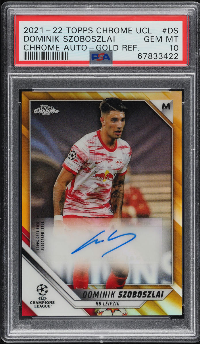 2021 Topps Chrome UEFA Gold Refractor Dominik Szoboszlai AUTO /50 PSA 10 GEM