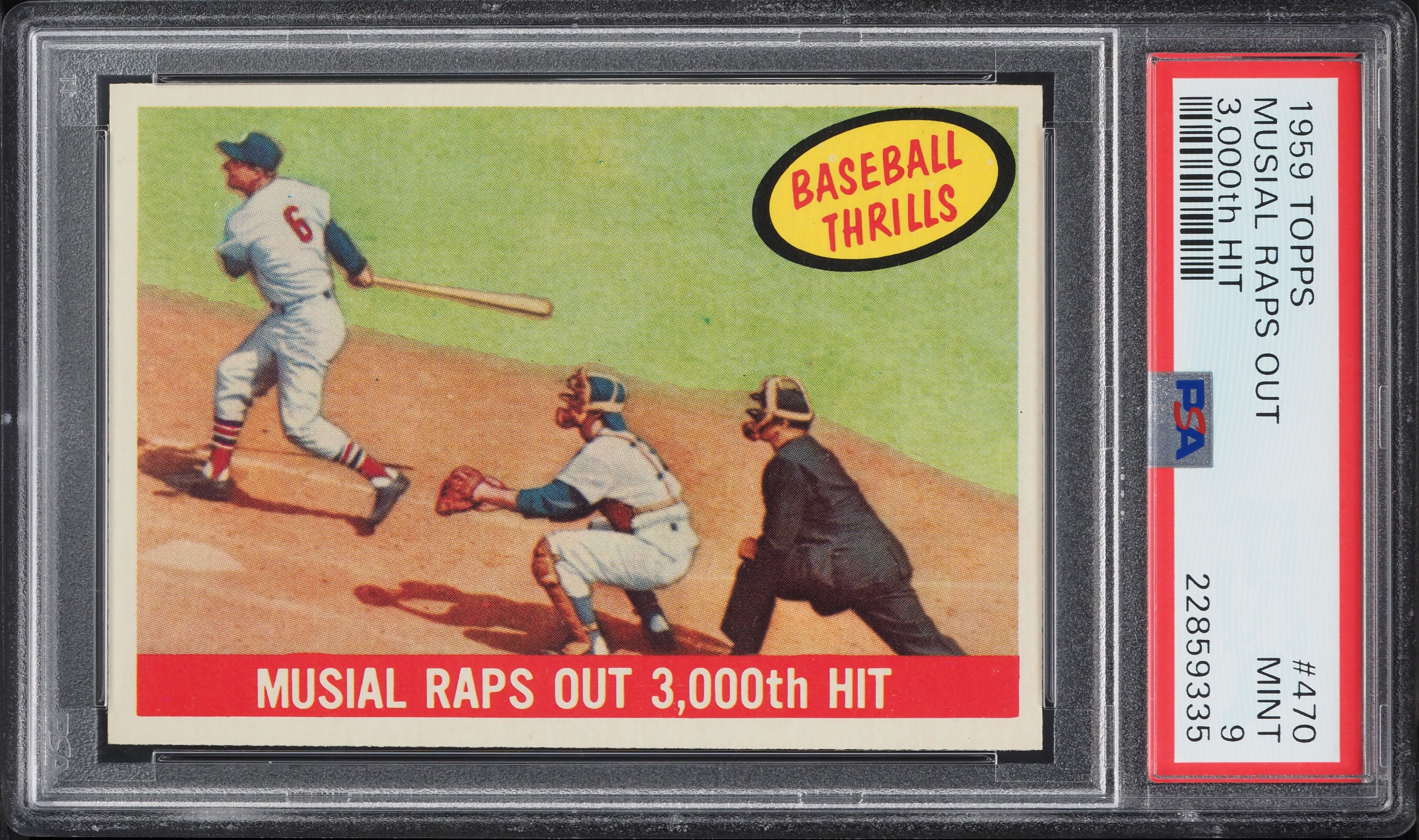 1959 Topps Stan Musial RAPS OUT 3,000TH HIT #470 PSA 9 MINT