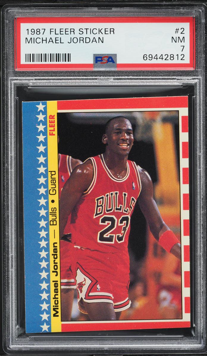 1987 Fleer Sticker Michael Jordan #2 PSA 7 NRMT
