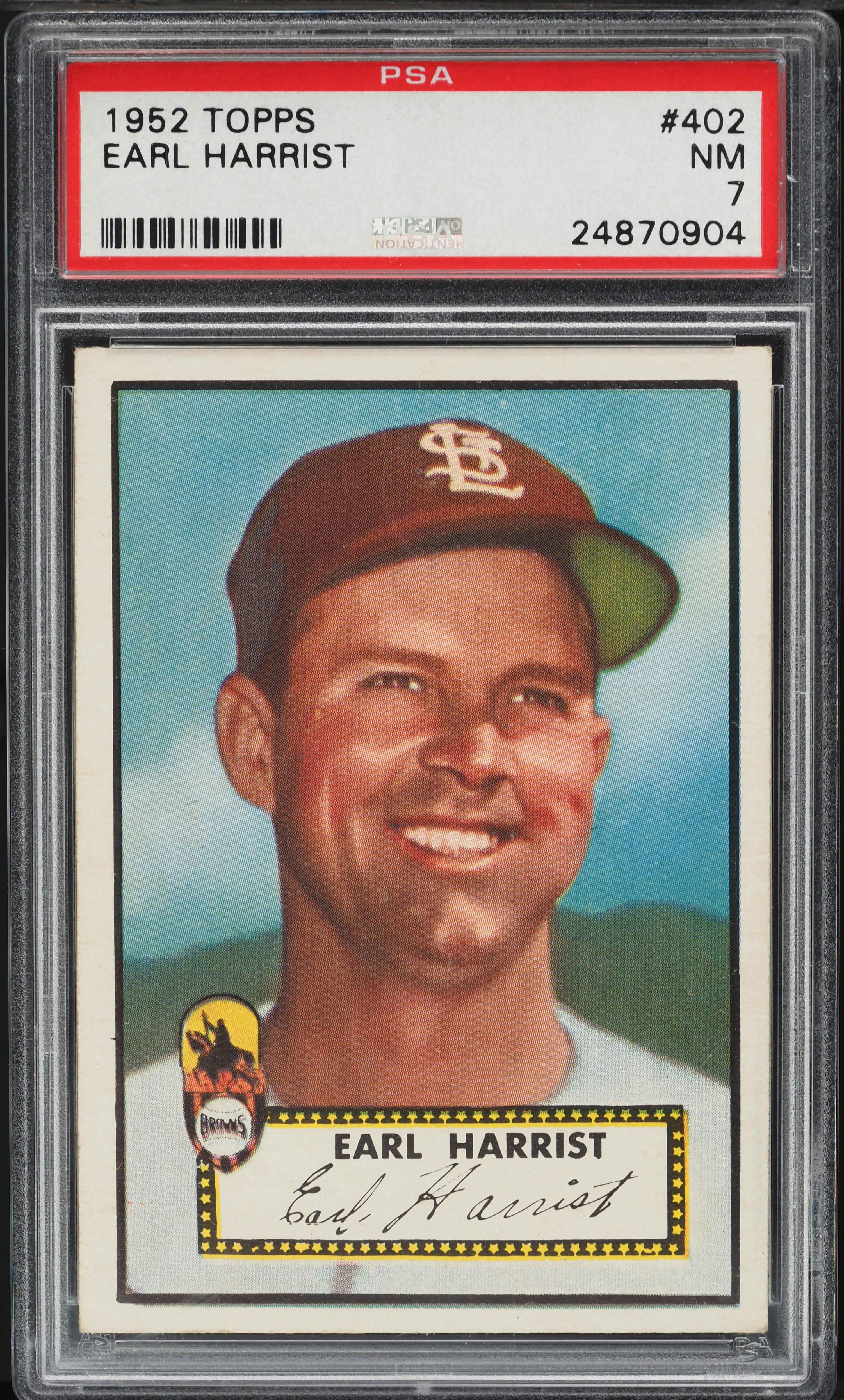 1952 Topps Earl Harrist #402 PSA 7 NRMT