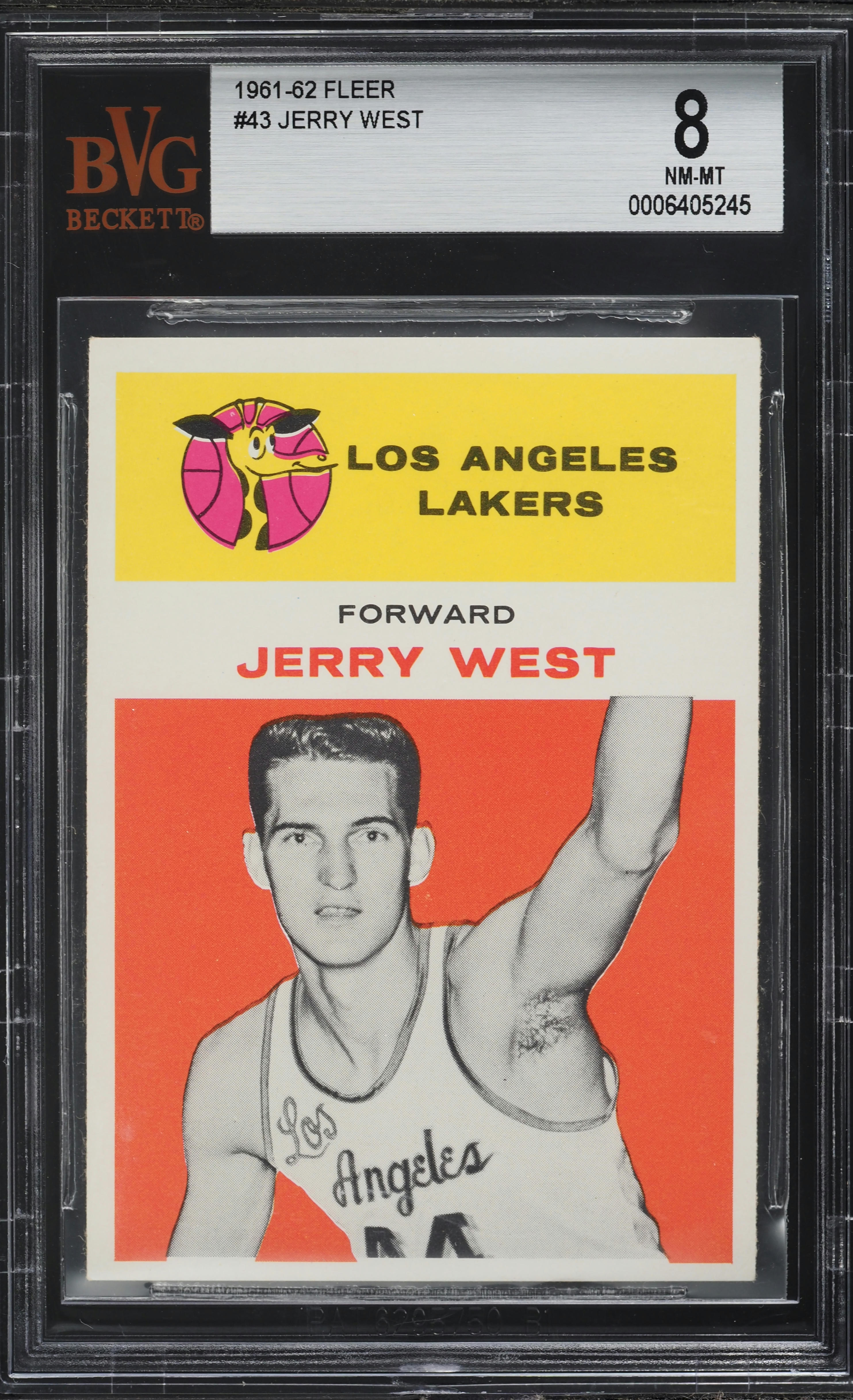 1961 Fleer Basketball Jerry West ROOKIE #43 BVG 8 NM-MT