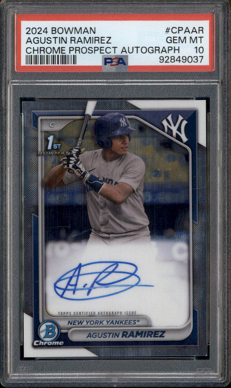 2024 Bowman Chrome Prospect Autographs #CPAAR Agustin Ramirez RC Auto PSA 10