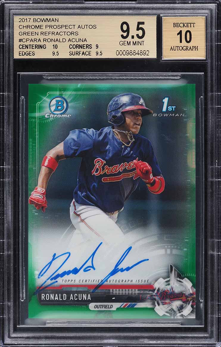 2017 Bowman Chrome Green Refractor Ronald Acuna ROOKIE AUTO /99 #CPA-RA BGS 9.5