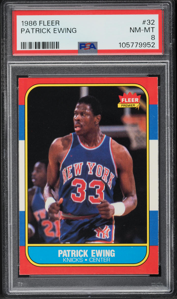 1986 Fleer Basketball Patrick Ewing ROOKIE #32 PSA 8 NM-MT