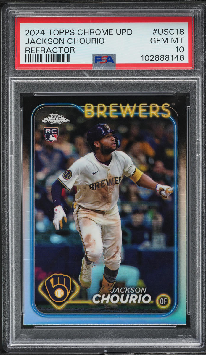 2024 Topps Chrome Update Refractor Jackson Chourio ROOKIE #USC18 PSA 10 GEM MINT