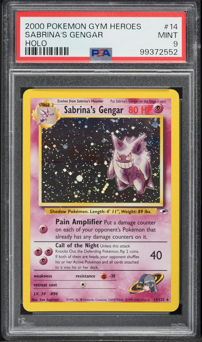 2000 Pokemon Gym Heroes Holo Sabrina's Gengar #14 PSA 9 MINT